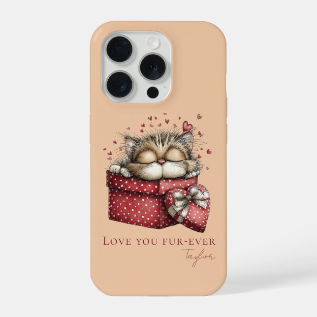 Funda Para iPhone Kitty Durmiente Te Ama Fur-Ever Personalizado (Reverso )