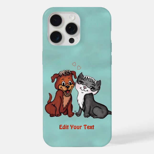 Funda Para iPhone Kitty y Puppy , Editar tu texto (Reverso )