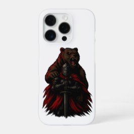 Funda Para iPhone 16 Pro Knight and Bear – Epic Warrior Fantasy Illustratio