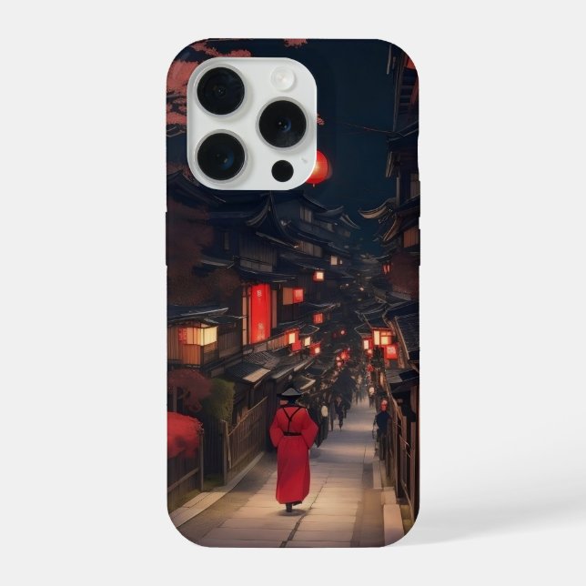 Funda Para iPhone Kyoto Night Lantern Walk iPhone Case (Reverso )