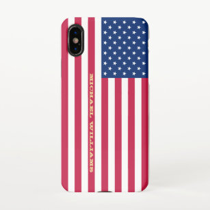 Funda Para iPhone X La Bandera Americana USA Gold Monogramado Valor Pa