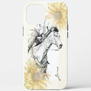 Funda Para iPhone 12 Pro Max La corredora de barriles (girasoles)