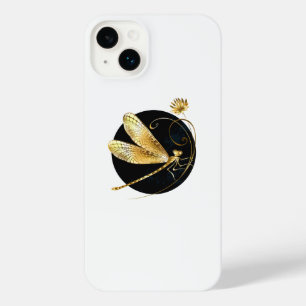 Funda Para iPhone 14 Plus La libélula dorada en círculo negro