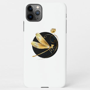 Funda Para iPhone 11Pro Max La libélula dorada en círculo negro