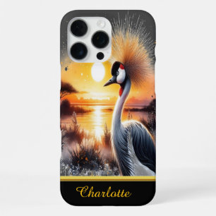 Funda Para iPhone 16 Pro Max La majestuosa grúa en el horizonte del atardecer