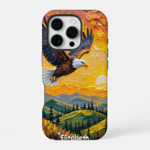 Funda Para iPhone 16 Pro La puesta de sol de Águila sobre las colinas rocos