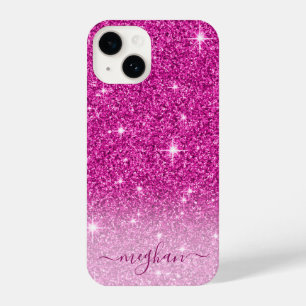 Funda Para iPhone 14 La Purpurina rosa moderna Girly Monogramada