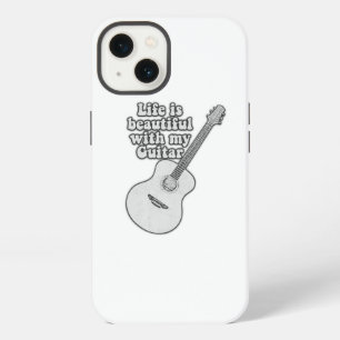La vida es hermosa con mi guitarra. blanco y negro