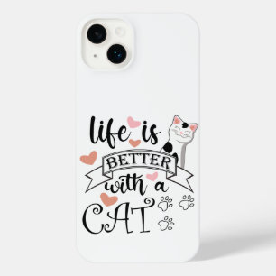 Funda Para iPhone 14 Plus La vida es mejor con un eslogan de citas gatas