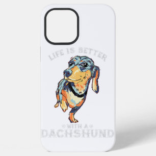 Funda Para iPhone 12 Pro Max La vida es mejor con un perro salchicha divertido