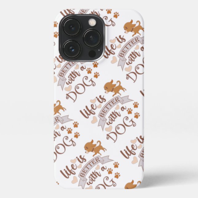 Funda Para iPhone La vida es mejor con una frase de perro chihuahua  (Reverso)