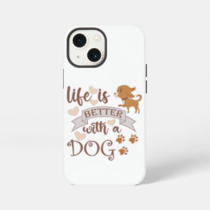Funda Para iPhone 13 Mini La vida es mejor con una frase de perro chihuahua 
