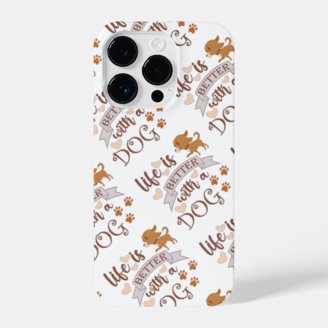 Funda Para iPhone La vida es mejor con una frase de perro chihuahua  (Reverso )
