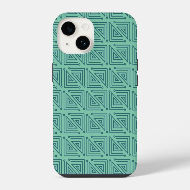 Funda Para iPhone Laberintos Art Déco Teal (Reverso )