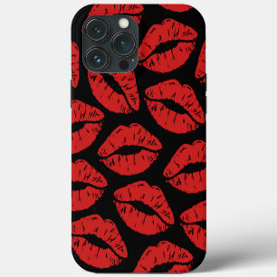 Funda Para iPhone 13 Pro Max Labial rojo bonito besos besa patrón de labios