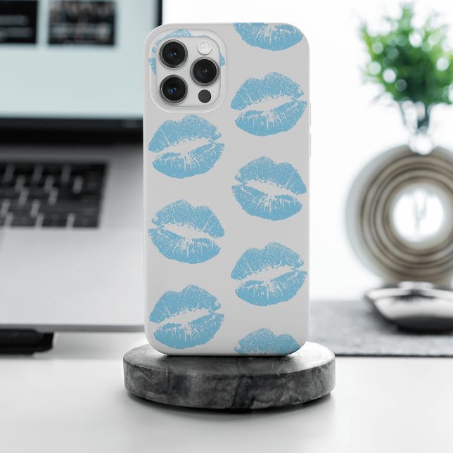 Funda Para iPhone Labios Azules, Patrón De Labios, Lápiz De Labios A (Subido por el creador)