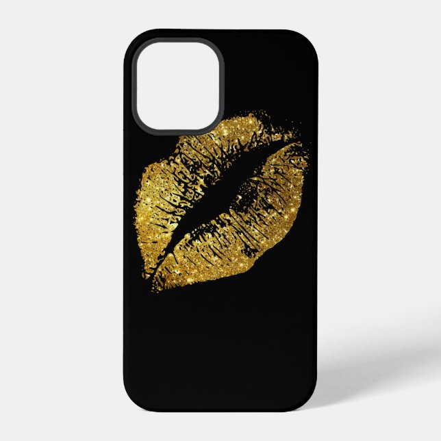 Funda Para iPhone Labios con Brillo de Oro #2 (Reverso )