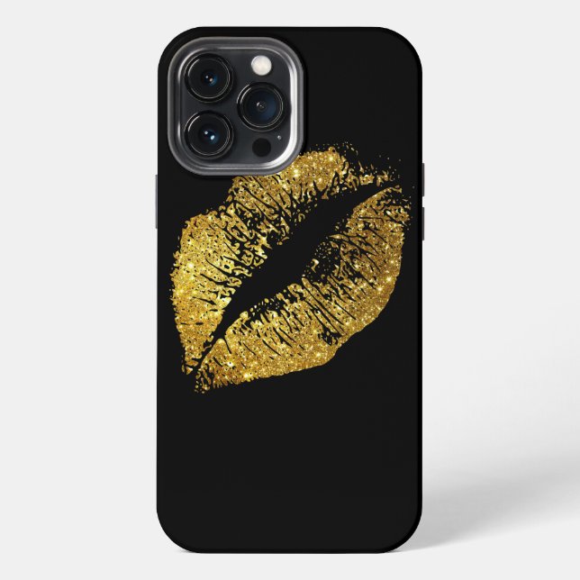 Funda Para iPhone Labios con Brillo Dorado (Reverso )
