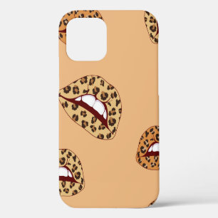 Funda Para iPhone 12 Labios con estampado de leopardo patrón continuo,l