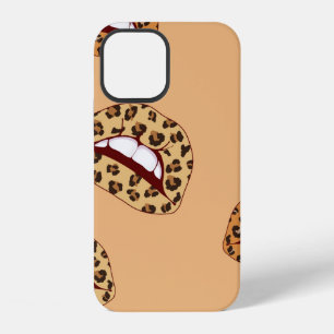 Funda Para iPhone 12 Labios con estampado de leopardo patrón continuo,l