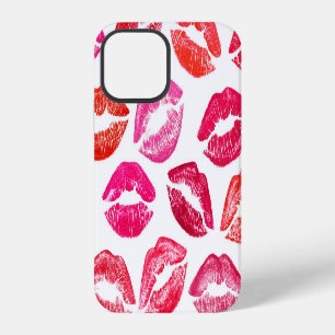 Funda Para iPhone 12 Labios rojos fijados, fondo blanco.