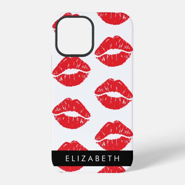 Funda Para iPhone Labios Rojos, Lápiz Labial Rojo, Patrón De Labios, (Reverso )