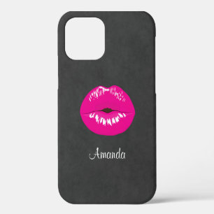 Funda Para iPhone 12 Labios Rosa Caliente Ilustración Glamurosa