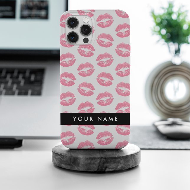 Funda Para iPhone Labios rosados, besos, pintalabios, tu nombre, per (Subido por el creador)