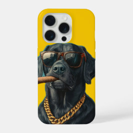 Labrador Negro Malote con Cigarro y Cadena de Oro