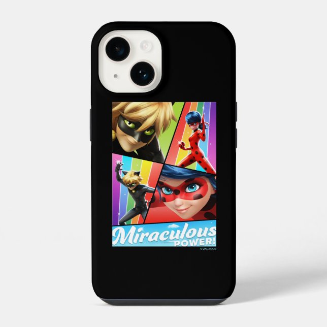 Funda Para iPhone Ladybug & Cat Noir | ¡Poder Milagroso! (Reverso )