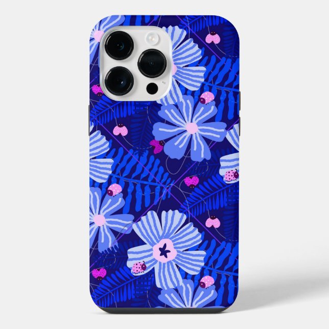 Funda Para iPhone Ladybug y Wildflowers Midnight Blue (Reverso )
