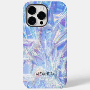 Funda Para iPhone 14 Pro Max Lámina Iridescente Arrugada Brillante Envoltura No