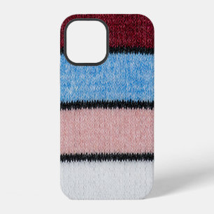 Funda Para iPhone 12 Lana a rayas multicolores: textura de tela.