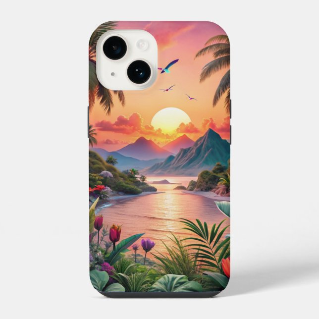 Funda Para iPhone Landscape Tropical Beach (Reverso )
