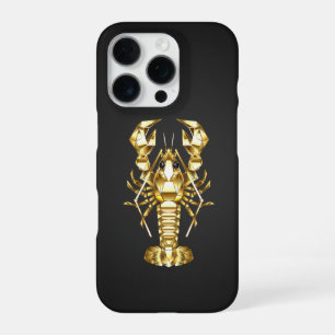 Funda Para iPhone 16 Pro Langosta poligonal dorada sobre negro
