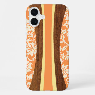 Funda Para iPhone 16 Plus Laniakea Hawaiian Faux Wood Surfboard In Naranja