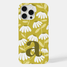 Large Monogram Letter Dark Gold Floral Pattern