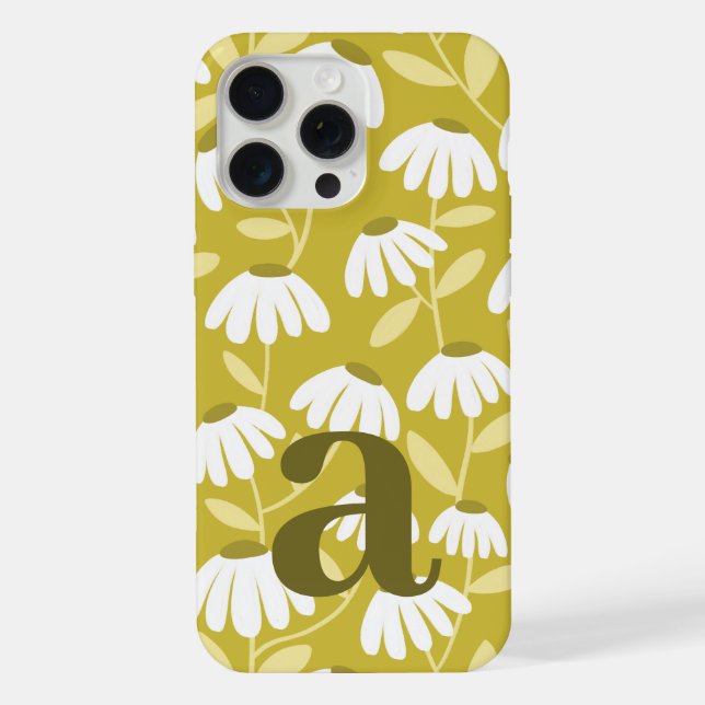 Funda Para iPhone Large Monogram Letter Dark Gold Floral Pattern (Reverso )