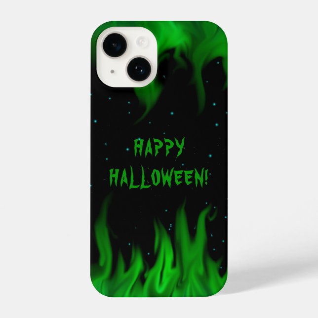 Funda Para iPhone Las llamas verdes en el cielo estrellado (Reverso )