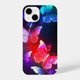 Funda Para iPhone 14 Las mariposas nocturnas brillantes de Neon en el f