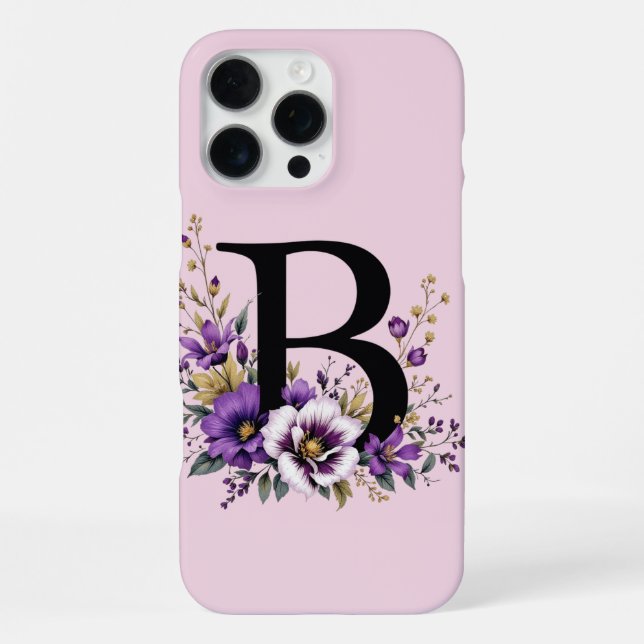 Funda Para iPhone Lavanda en Flor : Inicial Monogramada 'B'  (Reverso )