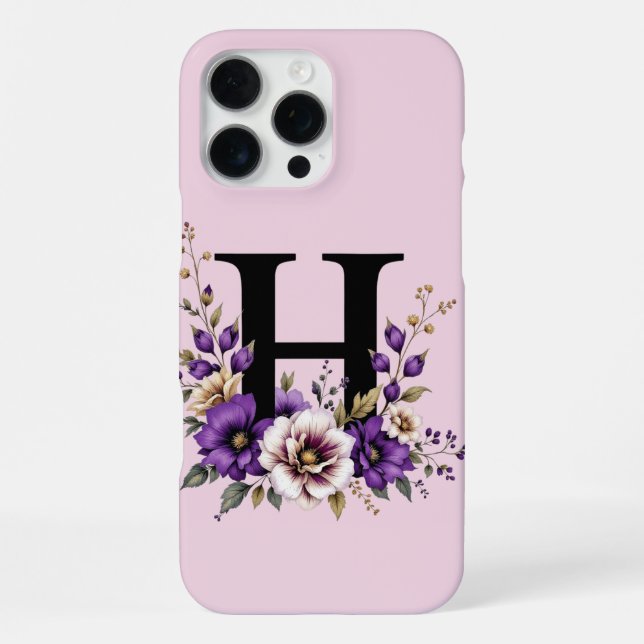 Funda Para iPhone Lavanda en Flor : Inicial Monogramada 'H'  (Reverso )