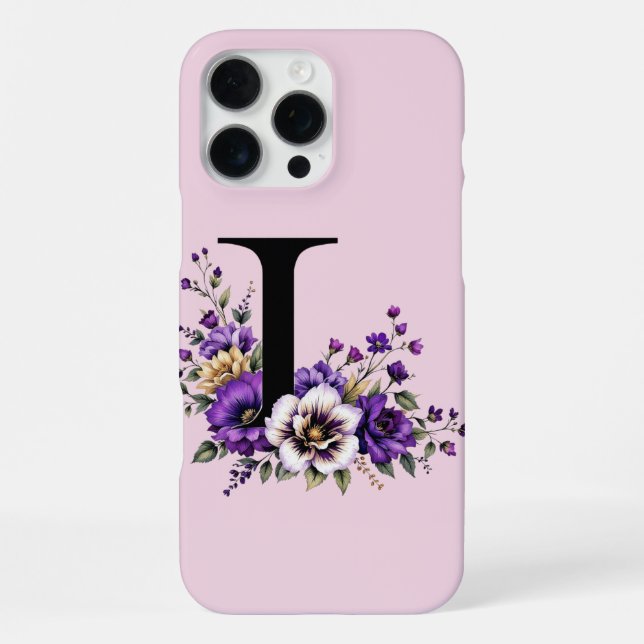 Funda Para iPhone Lavanda en Flor : Inicial Monogramada 'L'  (Reverso )