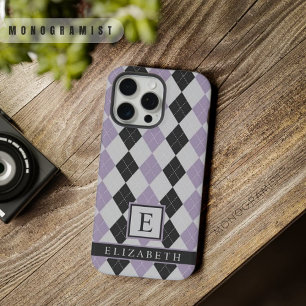 Lavanda Morado Negro Argyle Suave Personalizable