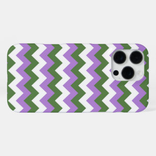 Funda Para iPhone 16 Pro Max Lavanda, Verde y Chevron Zigzag Blanco