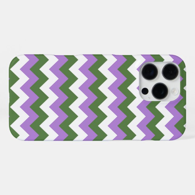 Funda Para iPhone Lavanda, Verde y Chevron Zigzag Blanco (Reverso Horizontal)