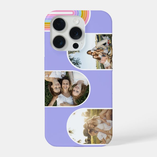 Funda Para iPhone Lavender Cute Modern 3 Photo Layout Custom (Reverso )