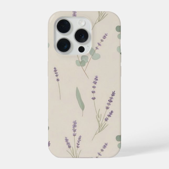 Funda Para iPhone Lavender Eucalyptus Botanical Pattern Design (Reverso )