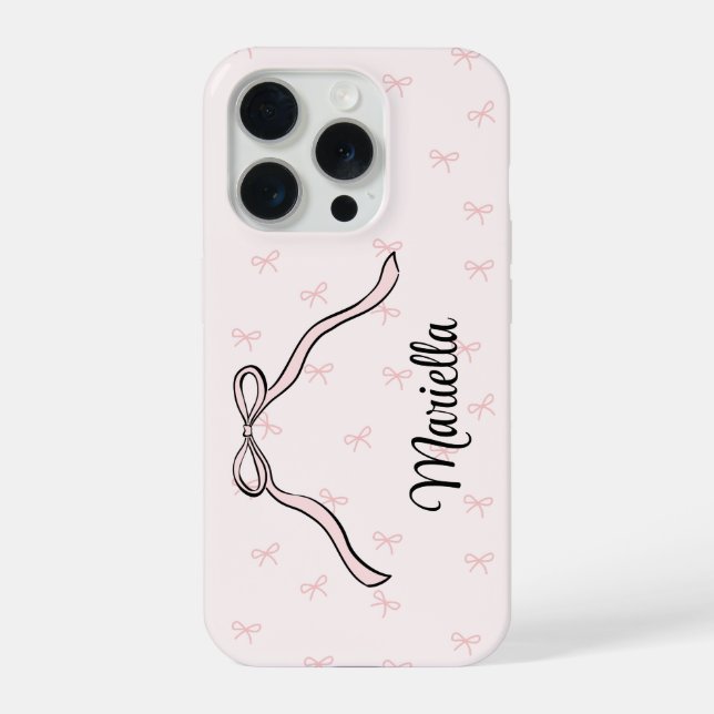Funda Para iPhone Lazo Coquette Personalizado Teléfono Rosa (Reverso )