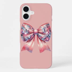 Funda Para iPhone 16 Plus Lazo de bola de discoteca rosa